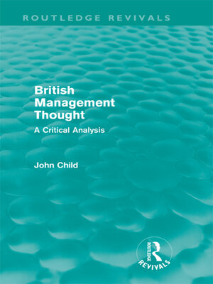 cover image of British Management Thought (Routledge Revivals)
